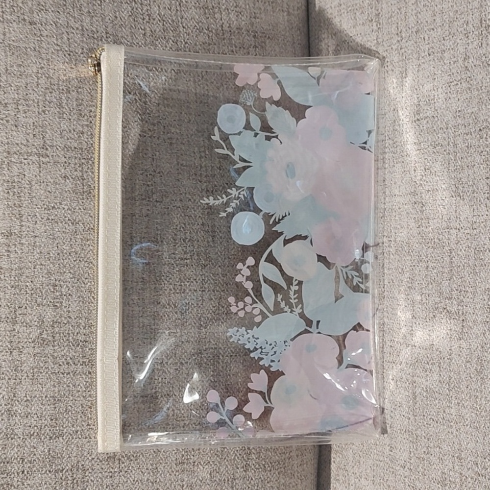 Rifle Paper Co. Floral Clear Zip Pouch Used Approximately 10"X7.5" - Picture 3 of 5